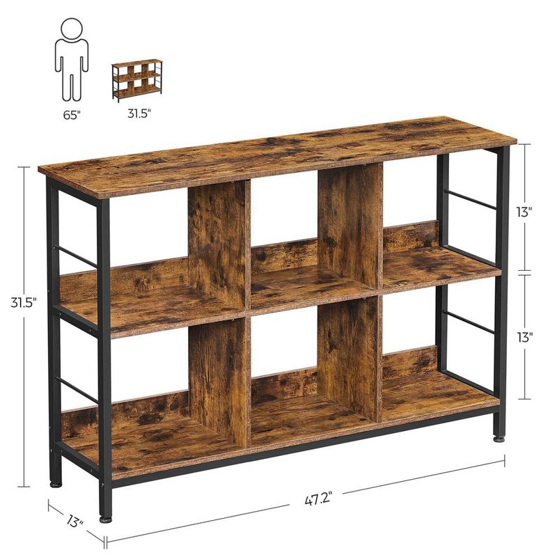 BreeBe Industrial Brown & Black Multi-Functional Storage Bookshelf