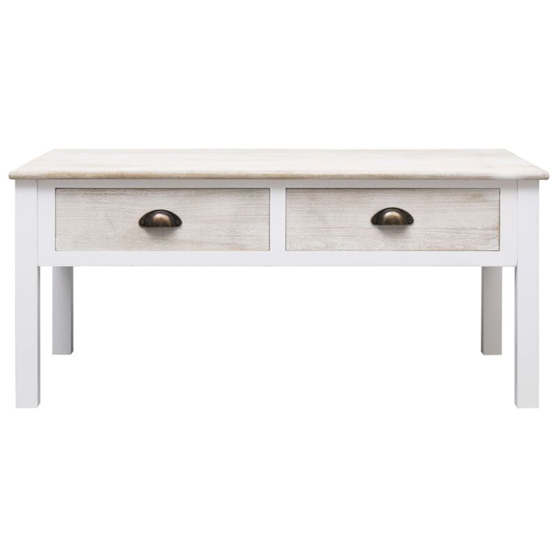 vidaXL Coffee Table White and Natural 39.4"x19.7"x17.7" Wood image number 0