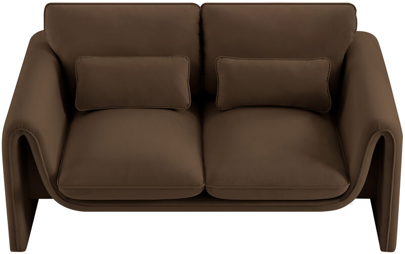 Meridian Furniture Sloan Brown Velvet Fabric Loveseat image number 4