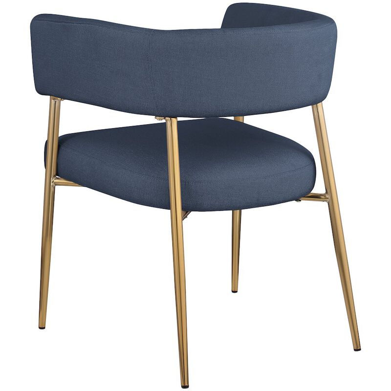 Meridian Furniture Creston Deep Navy Durable Linen Textured Fabric Dining Chair