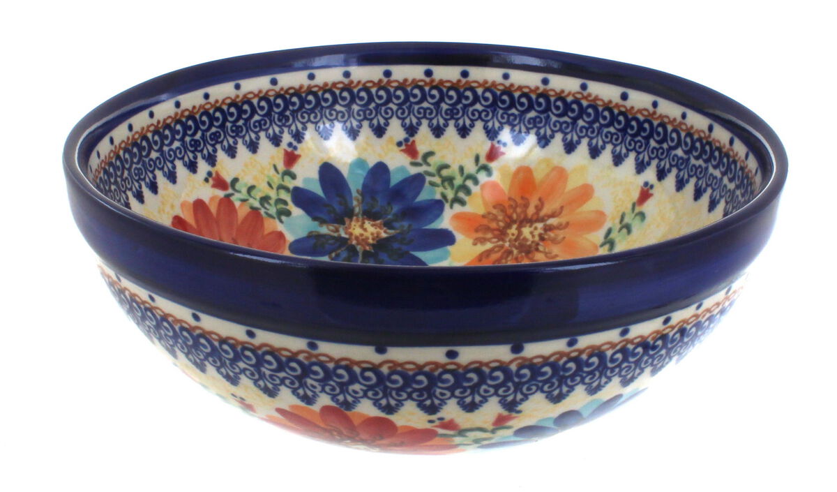 Blue Rose Polish Pottery Daisy Surprise Small Serving Bowl