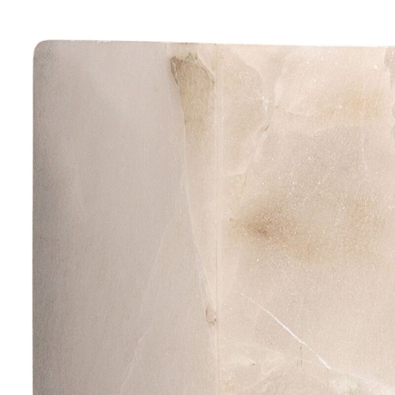 Ava 7 Inch Modern Wall Sconce, Hand Carved Alabaster, Hexagonal, White-Benzara