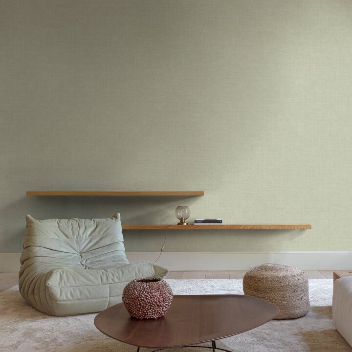 Inia Textile Plain Green Wallpaper INA71014