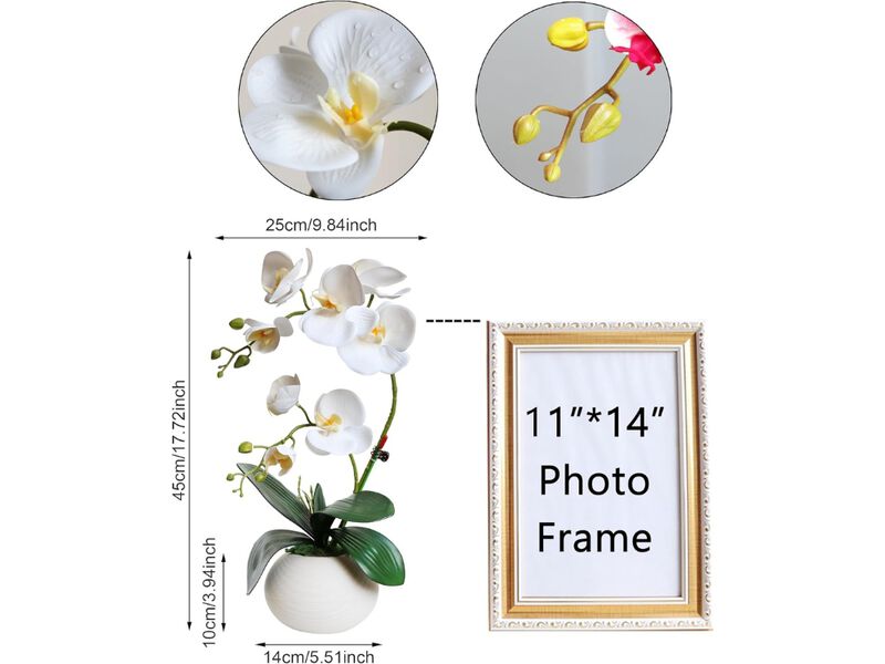White Artificial Orchid Flowers Real Touch Vase Filler Tall image number 2