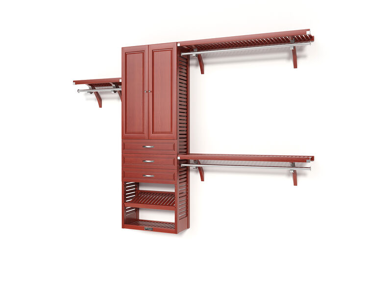 Solid Wood Reach-In Closet Organizer with 3 Drawers and Solid Wood Doors
