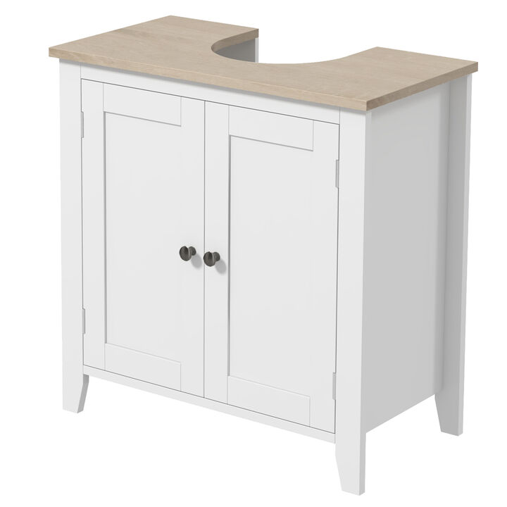 Short Pedestal Under Sink Cabinet Storage Standing Unit w/ 2 Door Space Saver