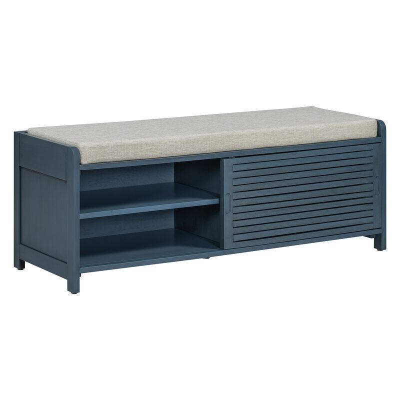 Merax Distressed Shutter Storage Bench with Acacia Veneer