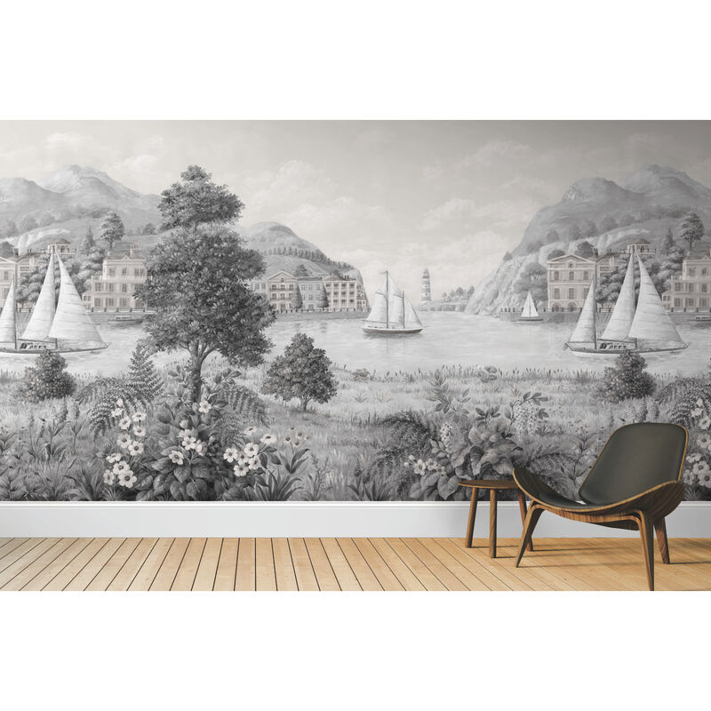 Safe Harbor Gray Wall Mural (Set of 2) image number 1