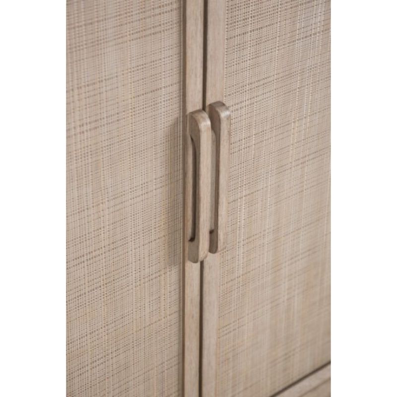 Giva Sideboard Buffet Console 4 Doors, Rattan Patterns, Brown 68 Inch