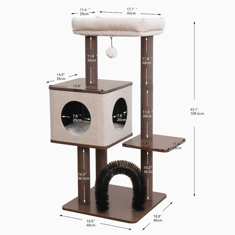 Petpals Elevate 2.0 Cat Tree, Brown & Grey