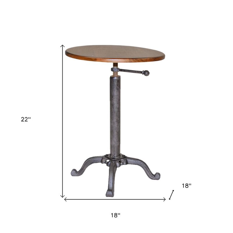 Homezia 22" Industrial And Chestnut Solid Wood Round End Table