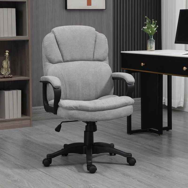 Light Gray Office Comfort: Massage Desk Chair with USB & Vibration Points