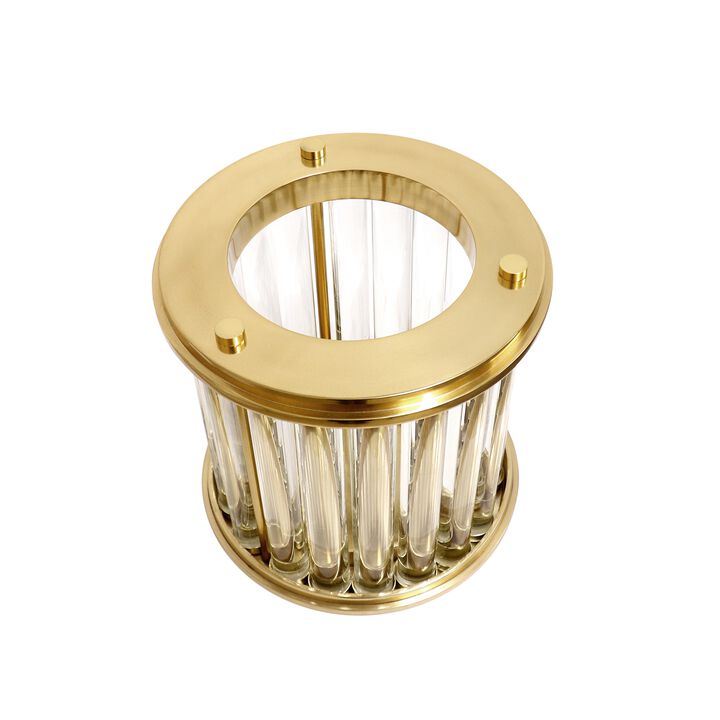 Pasargad Home Calypso Brushed Gold Lucite Hurricane
