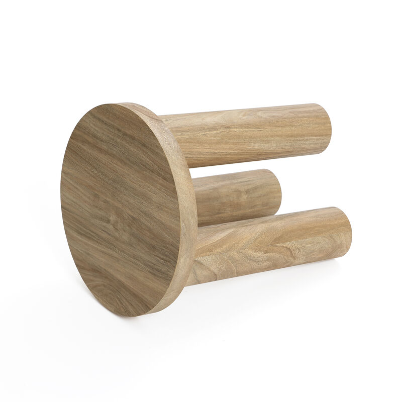19" Round Wood Side Table with Three Pillar Leg image number 3