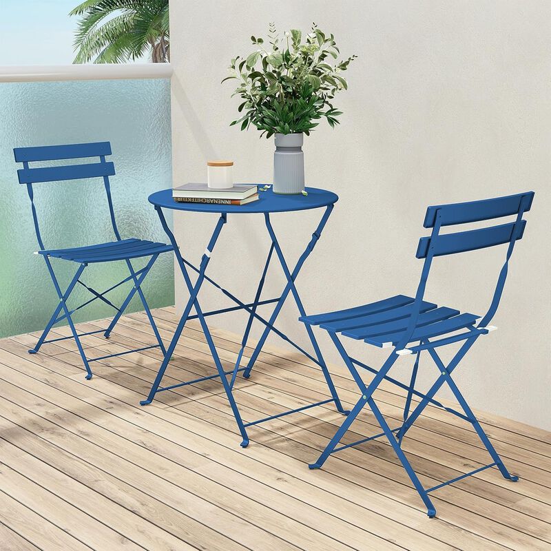 Mondawe Powder Coated Iron Folding Chair,Foldable for Storage W/ Floor Pads,Rust-Proof,Patio