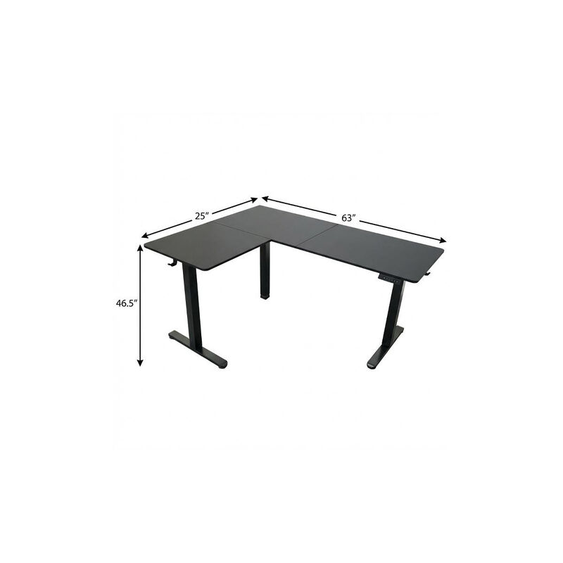 HomeRoots Adjustable Black Wood and Steel L Shape Standing Desk image number 5