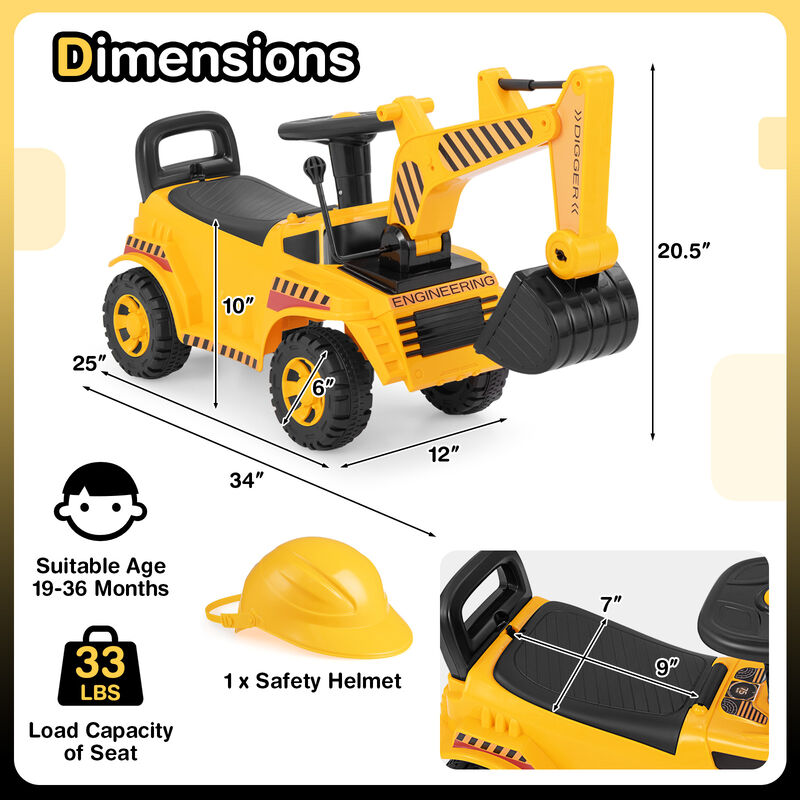 Electric Kids Excavator Ride On Toy with Adjustable Shovel for Outdoor Play image number 2