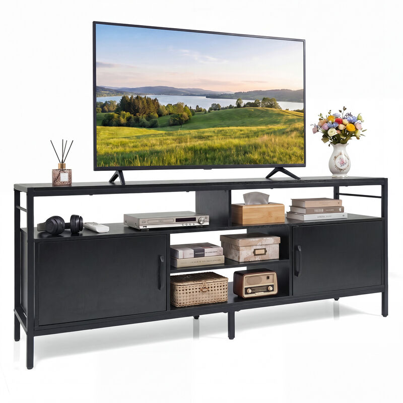 Modern TV Stand with Storage Cabinets and Adjustable Shelf image number 3