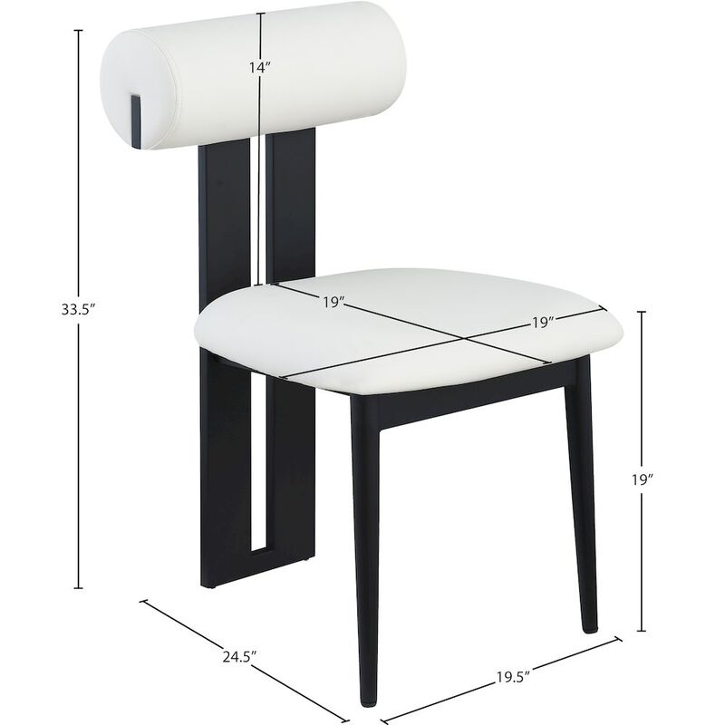 Meridian Furniture Dario Cream Vegan Leather Dining Chair, Set of 2