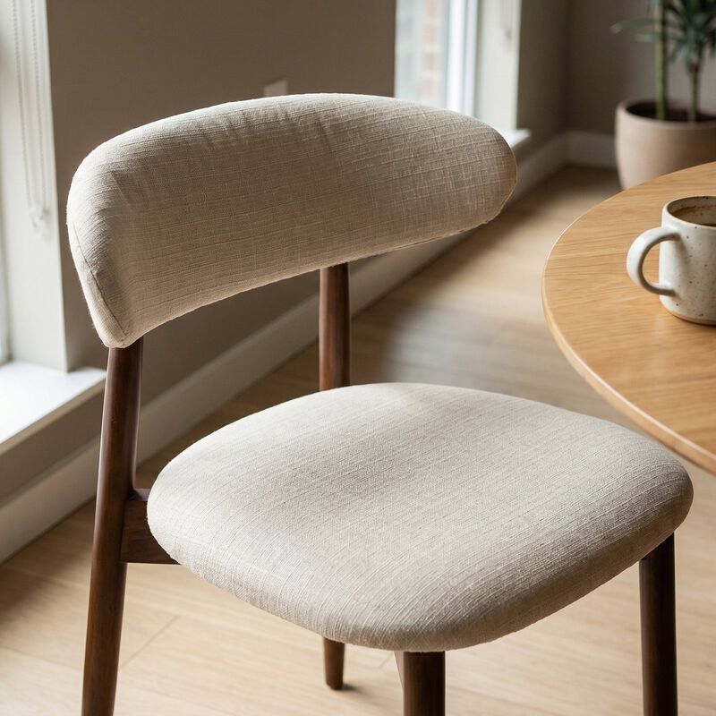 COLAMY NOYA Mid-Century Modern Upholstered Dining Chair Set of 2 image number 6