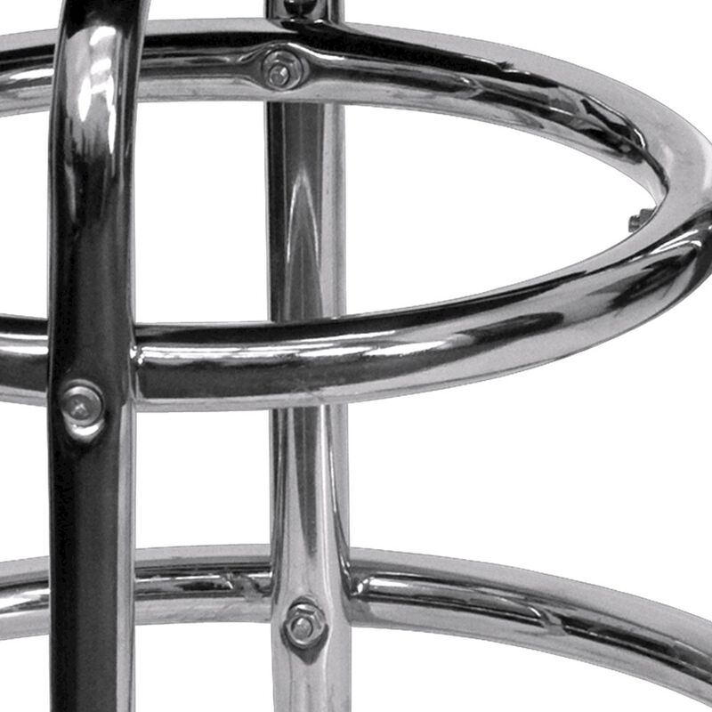 Flash Furniture Double Ring Chrome Barstool with Red Seat image number 5