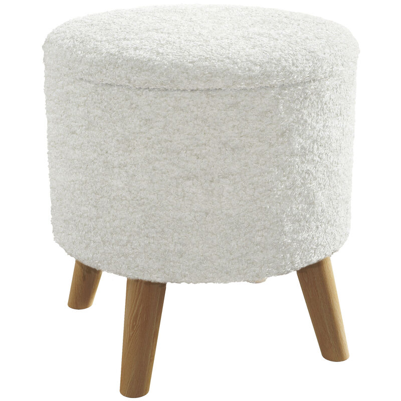 Round Storage Ottoman Stool, Comfortable Footrest and Multi-Functional Seat for Home