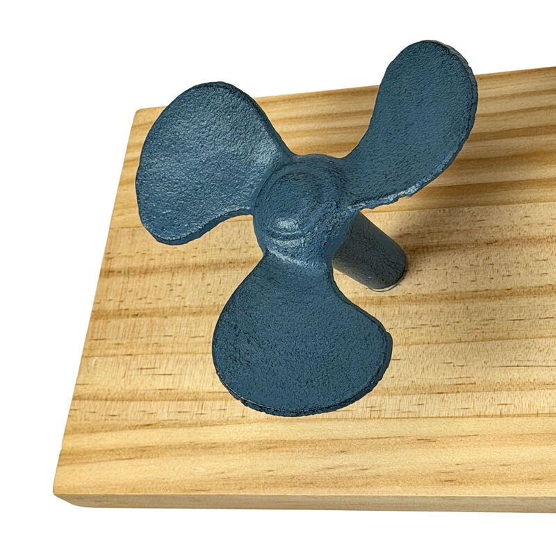 Zeckos 24 Inch Boat Propeller Wall Hooks Rack on Natural Wood Board, Nautical Multicolor Metal and Wood Wall Mounted Coat and Towel Hook Rail for Entryway, Bathroom, Coastal Spaces image number 2