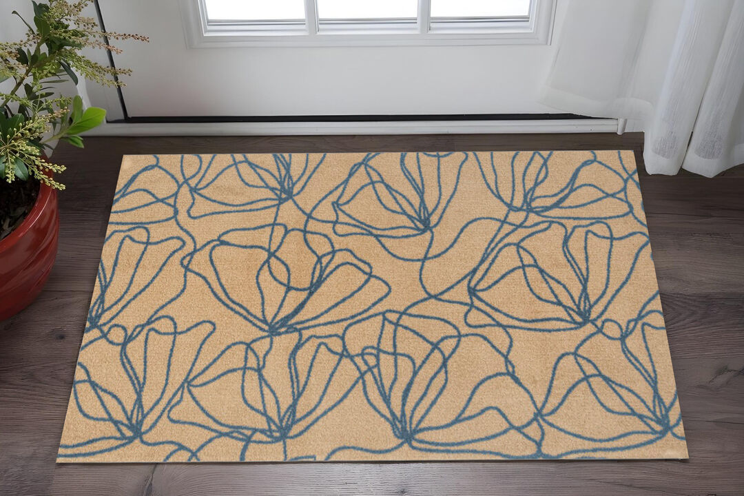 HomeRoots Floral Washable Area Rug With UV Protection