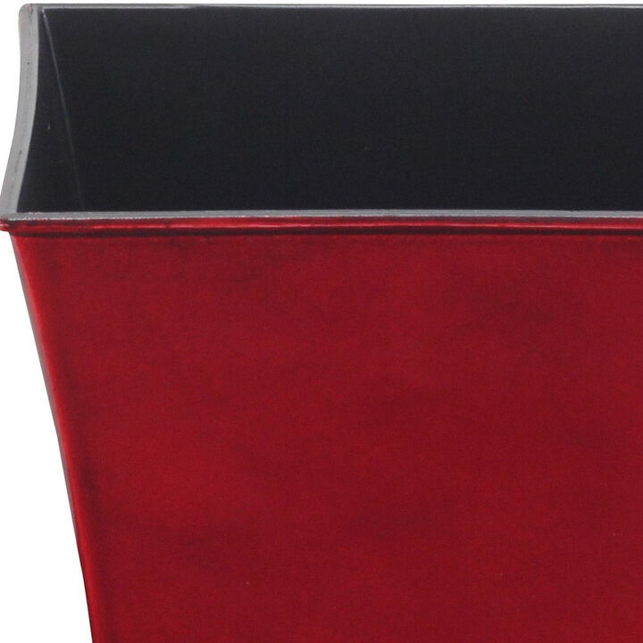 HomeRoots 7" Red Recycled Plastic Indoor Outdoor Square Pot Planter