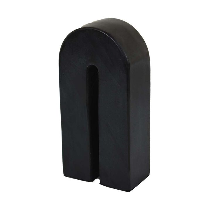 Modern Decorative Arch Sculpture in Matte Black Solid Marble, 8 Inch - Benzara