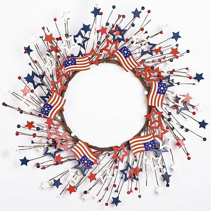 Independence Day American Flag Wreath for Front Door - Decor