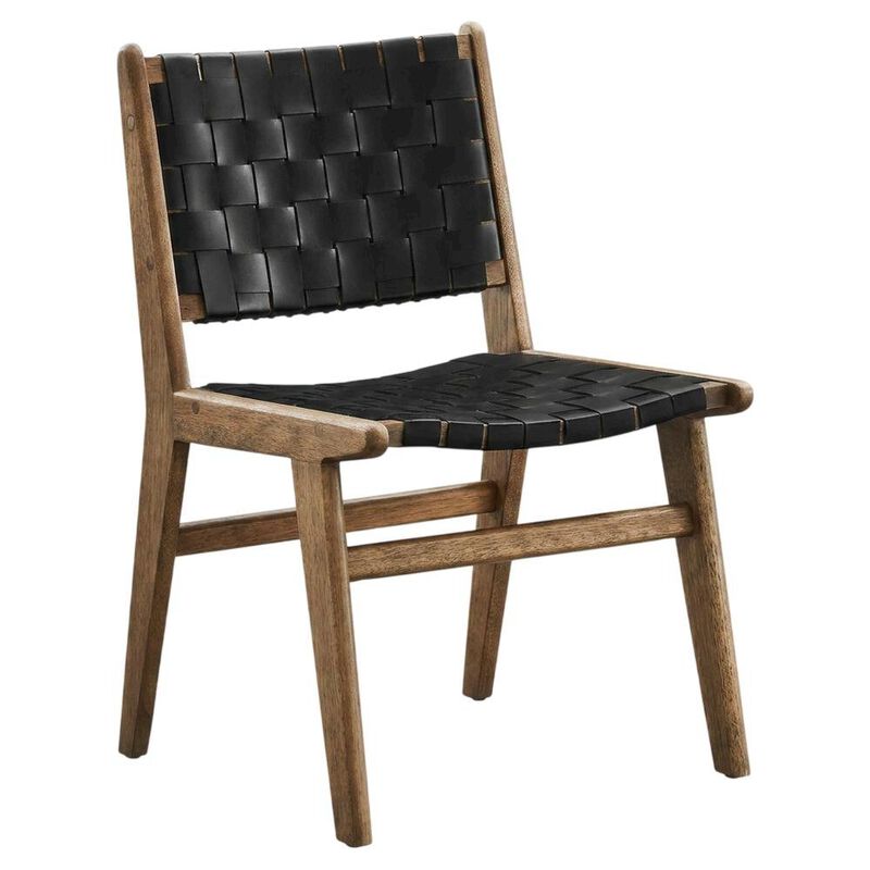 Leather-Upholstered Wood Dining Side Chairs, Set of 2 image number 1