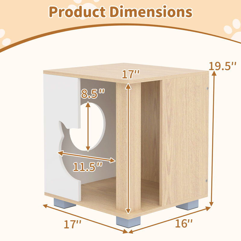 Natural Wooden Cat Condo with Semi-Enclosed Design, Kitty Head Entry, and Metal Legs image number 2