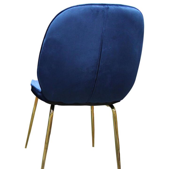 Best Master Mid-Century Velvet Upholstered Dining Side Chair in Blue (Set of 2)