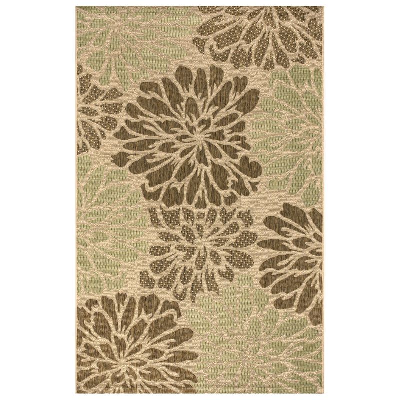 Zinnia Modern Floral Textured Weave Brown/Cream 4 ft. x 6 ft. Indoor/Outdoor Area Rug