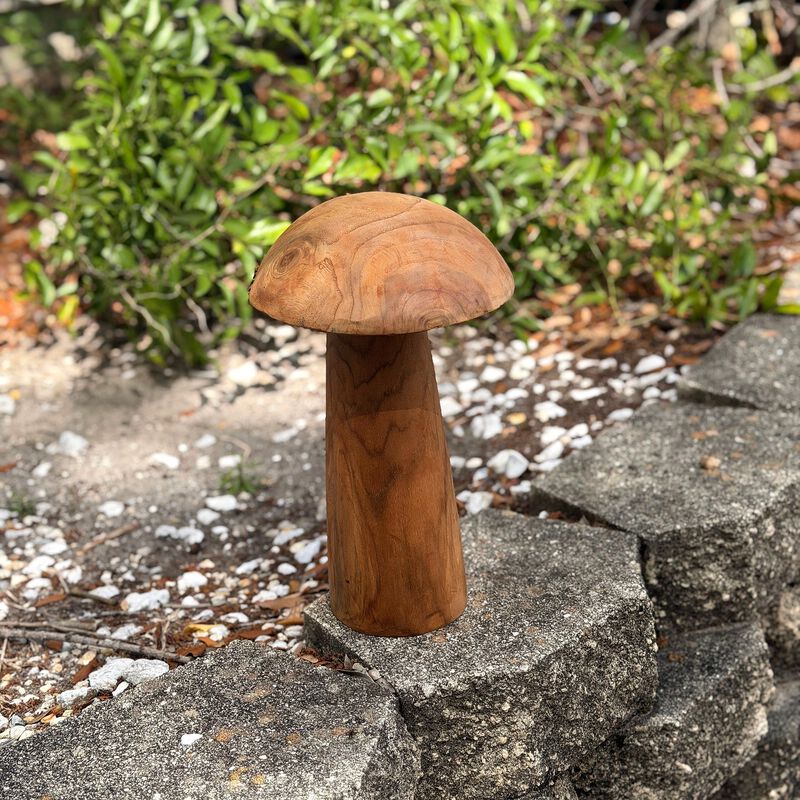 Wood Mushroom Statue 125 In Natural Solid Wood Freestanding Sculpture image number 7