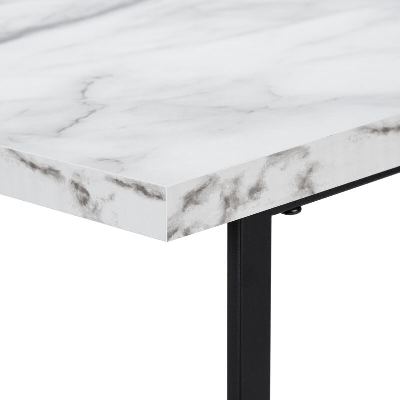 Monarch Specialties I 7527 Computer Desk, Home Office, Laptop, Storage Shelves, 48"L, Work, Metal, Laminate, White Marble Look, Black, Contemporary, Modern