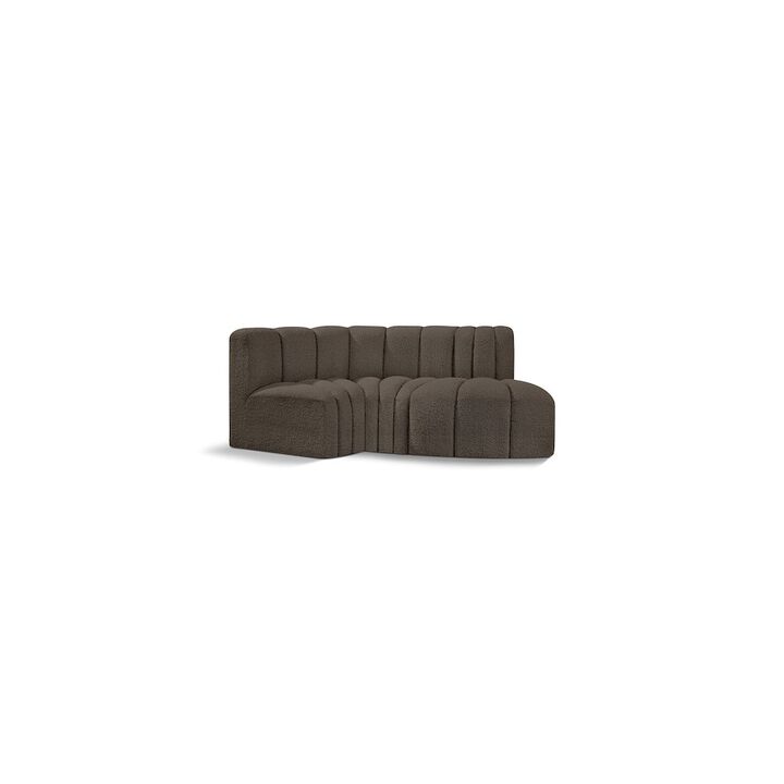 Meridian Furniture Arc Brown Boucle Fabric Modular Sofa