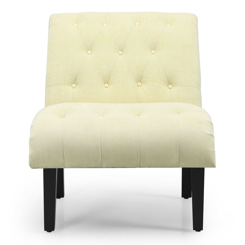 Cotton Linen Fabric Armless Accent Chair with Adjustable Foot Pads