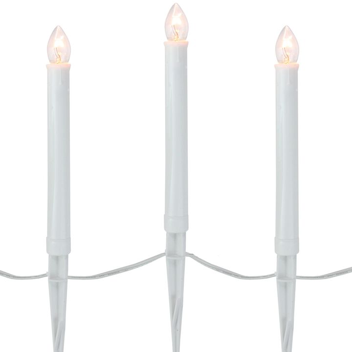 10-Count White C7 Candle Pathway Markers Christmas Lights  White Wire