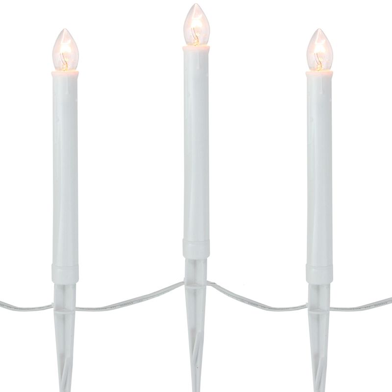 10-Count White C7 Candle Pathway Markers Christmas Lights  White Wire