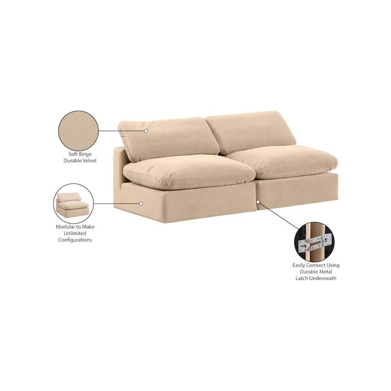Meridian Furniture Comfy Beige Velvet Modular Sofa