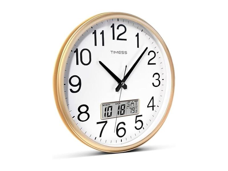 LCD Display Perpetual Calendar Temperature Wall Clock 11 Inch Silent Non Ticking image number 3