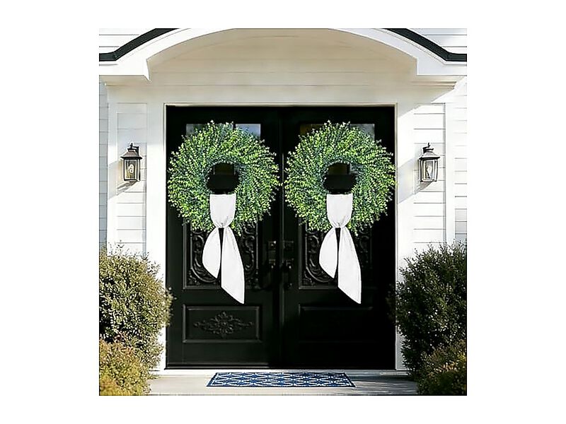 28 Inch Large Boxwoods Door Wreaths Front Spring Summer Outside All Season Green image number 2