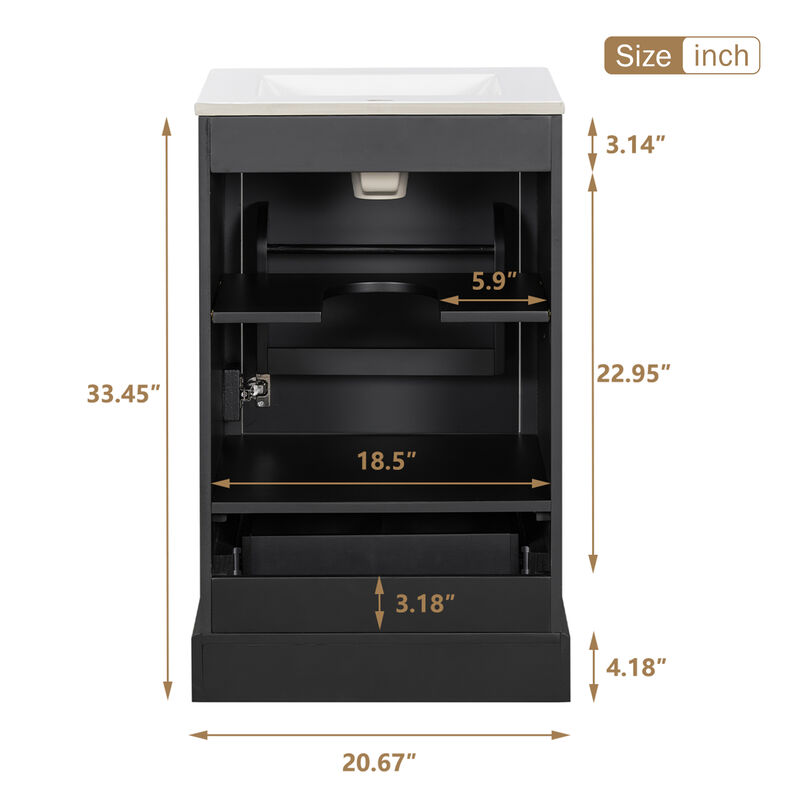 20 Inch Modern Bathroom Vanity with Ceramic Sink