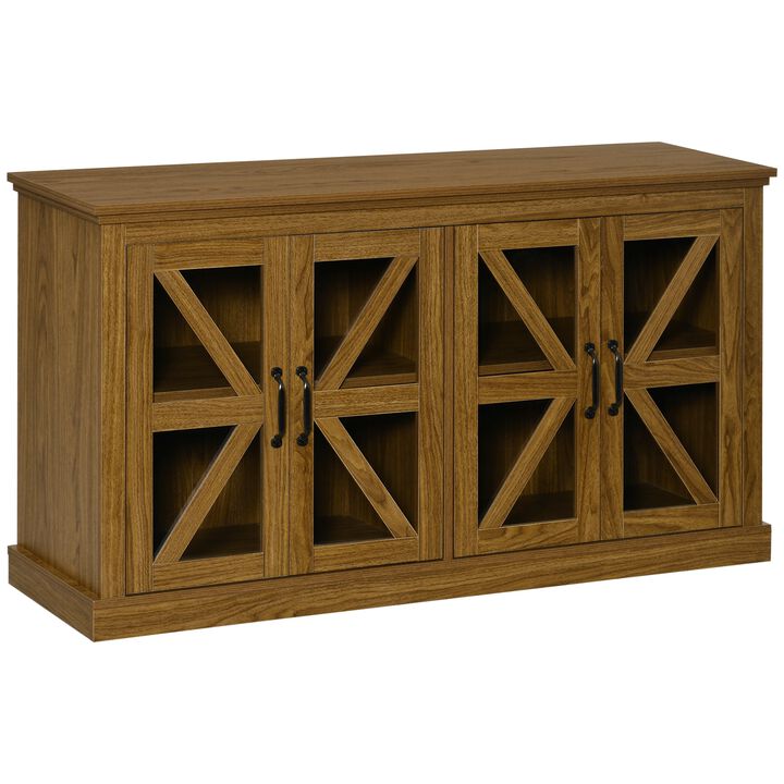 Natural Rustic Cabinet: Kitchen Sideboard with Glass Door TV Stand