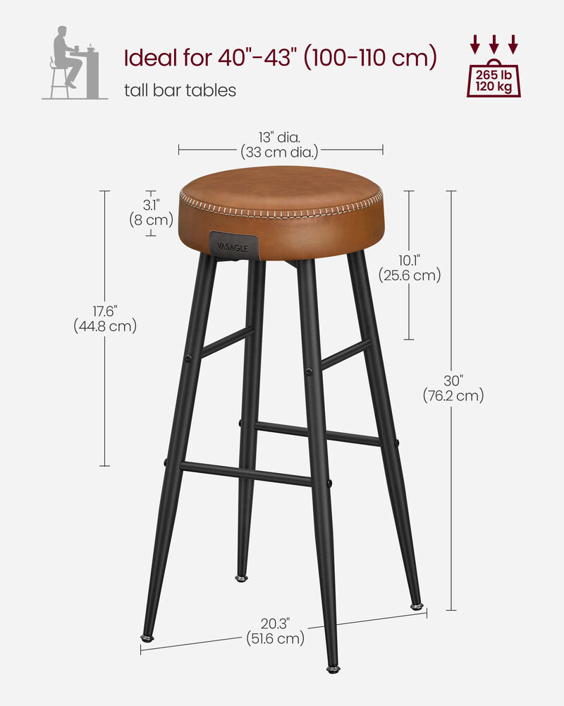 Set of 2 Bar Stools &ndash; Sleek and Comfortable Seating for Home Bar or Kitchen Island