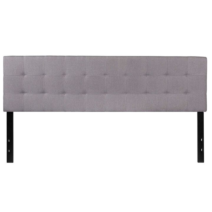 QuikFurn King size Modern Light Grey Fabric Upholstered Panel Headboard
