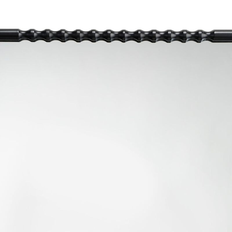 Perz Accent Wall Mirror, 24x36 Rectangular Beaded Frame, Forged Iron - Benzara