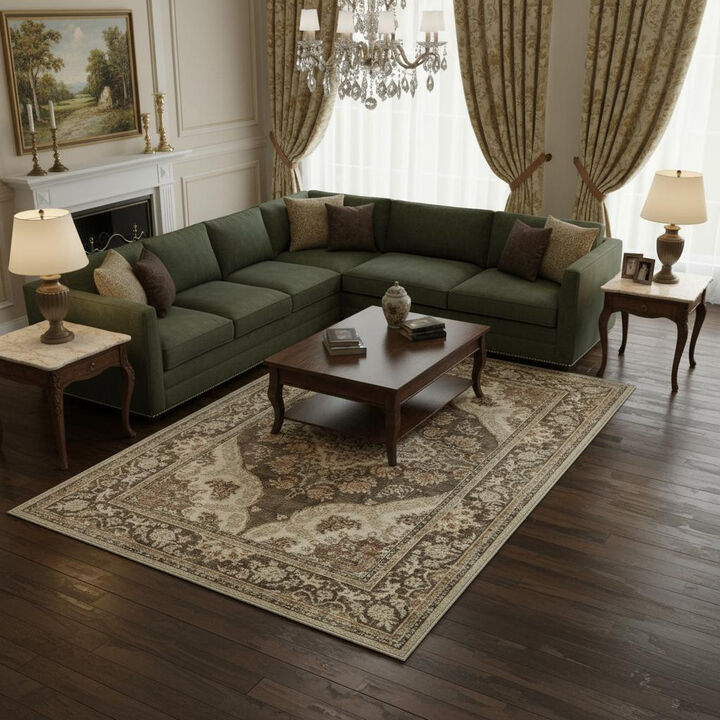 HomeRoots Medallion Washable Area Rug